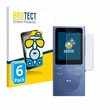 Parte frontale di una confezione del prodotto con il logo del marchio BROTECT. Accanto è raffigurato il dispositivo Sony Walkm