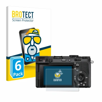 Parte frontale di una confezione del prodotto con il logo del marchio BROTECT. Accanto è raffigurato il dispositivo Sony Alpha