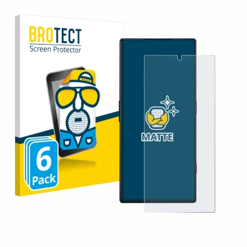 Parte frontale di una confezione del prodotto con il logo del marchio BROTECT. Accanto è raffigurato il dispositivo ZTE Nubia 