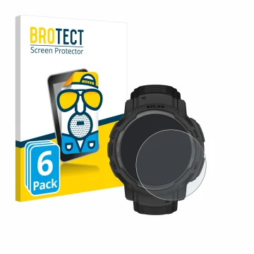 Parte frontale di una confezione del prodotto con il logo del marchio BROTECT. Accanto è raffigurato il dispositivo Garmin Ins