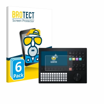 Parte frontale di una confezione del prodotto con il logo del marchio BROTECT. Accanto è raffigurato il dispositivo Polyend Tr