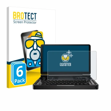 Parte frontale di una confezione del prodotto con il logo del marchio BROTECT. Accanto è raffigurato il dispositivo GPD Win Mi