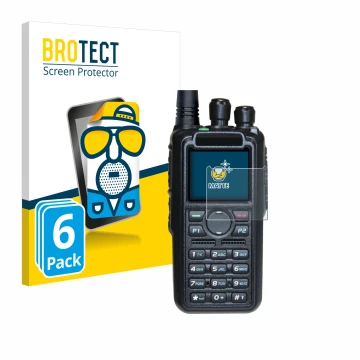 Parte frontale di una confezione del prodotto con il logo del marchio BROTECT. Accanto è raffigurato il dispositivo AnyTone AT
