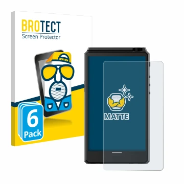 Parte frontale di una confezione del prodotto con il logo del marchio BROTECT. Accanto è raffigurato il dispositivo Hiby R6 II