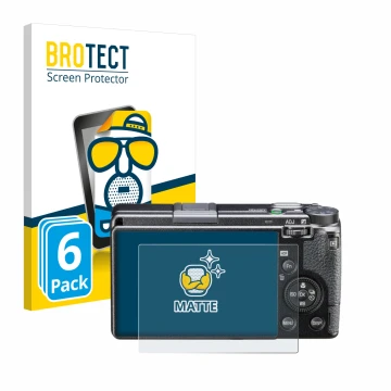 Parte frontale di una confezione del prodotto con il logo del marchio BROTECT. Accanto è raffigurato il dispositivo Ricoh GR I