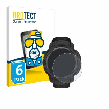 Parte frontale di una confezione del prodotto con il logo del marchio BROTECT. Accanto è raffigurato il dispositivo Garmin Ins