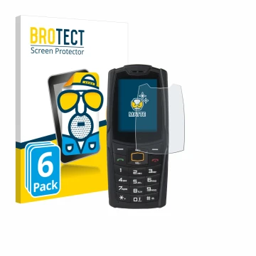 Parte frontale di una confezione del prodotto con il logo del marchio BROTECT. Accanto è raffigurato il dispositivo AGM M6 con