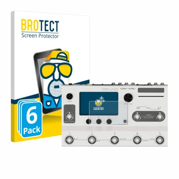 Parte frontale di una confezione del prodotto con il logo del marchio BROTECT. Accanto è raffigurato il dispositivo Hotone Amp