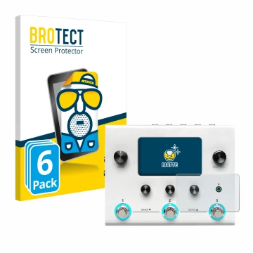 Parte frontale di una confezione del prodotto con il logo del marchio BROTECT. Accanto è raffigurato il dispositivo Hotone Amp