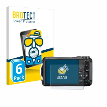 Parte frontale di una confezione del prodotto con il logo del marchio BROTECT. Accanto è raffigurato il dispositivo Ricoh Pent