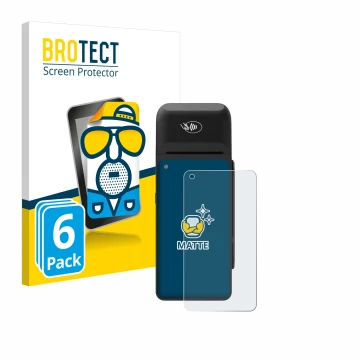 Parte frontale di una confezione del prodotto con il logo del marchio BROTECT. Accanto è raffigurato il dispositivo Verifone T
