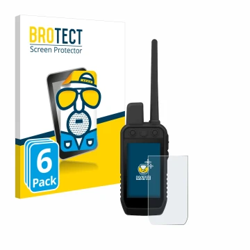Parte frontale di una confezione del prodotto con il logo del marchio BROTECT. Accanto è raffigurato il dispositivo Garmin Alp