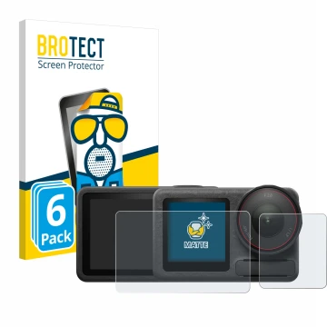 Parte frontale di una confezione del prodotto con il logo del marchio BROTECT. Accanto è raffigurato il dispositivo DJI Osmo A