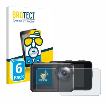 Parte frontale di una confezione del prodotto con il logo del marchio BROTECT. Accanto è raffigurato il dispositivo Akaso Brav