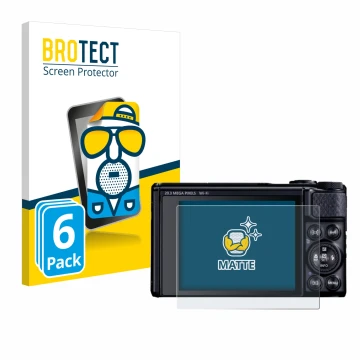 Parte frontale di una confezione del prodotto con il logo del marchio BROTECT. Accanto è raffigurato il dispositivo Canon Powe