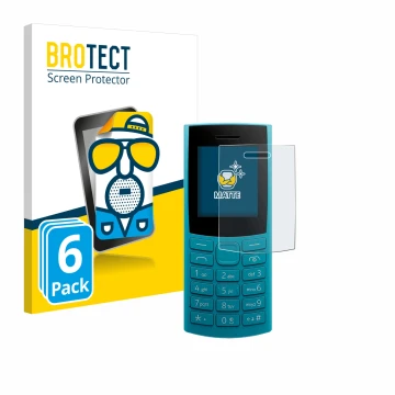 Parte frontale di una confezione del prodotto con il logo del marchio BROTECT. Accanto è raffigurato il dispositivo Nokia 105 