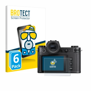 Parte frontale di una confezione del prodotto con il logo del marchio BROTECT. Accanto è raffigurato il dispositivo Leica SL3-