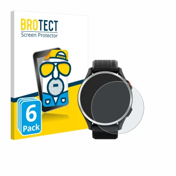 Parte frontale di una confezione del prodotto con il logo del marchio BROTECT. Accanto è raffigurato il dispositivo Garmin App