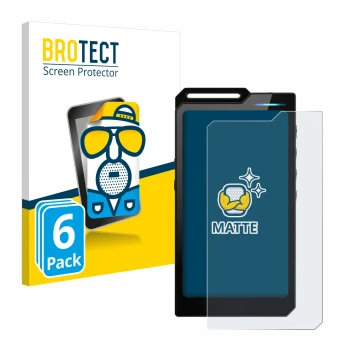 Parte frontale di una confezione del prodotto con il logo del marchio BROTECT. Accanto è raffigurato il dispositivo Hiby R4 co