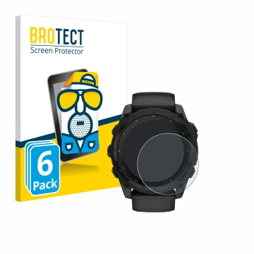 Parte frontale di una confezione del prodotto con il logo del marchio BROTECT. Accanto è raffigurato il dispositivo Garmin Tac