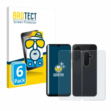 Parte frontale di una confezione del prodotto con il logo del marchio BROTECT. Accanto è raffigurato il dispositivo Samsung Ga