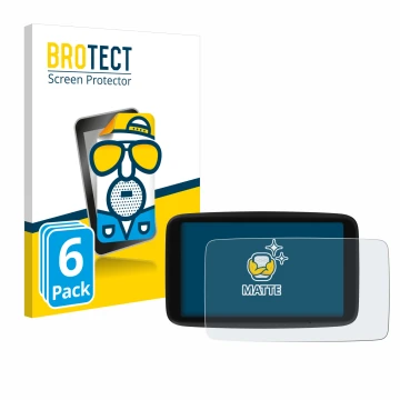 Parte frontale di una confezione del prodotto con il logo del marchio BROTECT. Accanto è raffigurato il dispositivo TomTom Go 