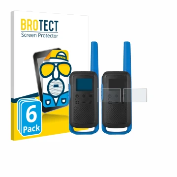 Parte frontale di una confezione del prodotto con il logo del marchio BROTECT. Accanto è raffigurato il dispositivo Motorola T