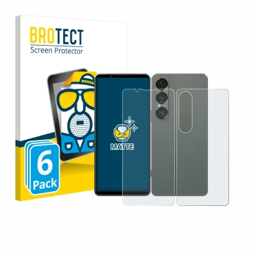 Parte frontale di una confezione del prodotto con il logo del marchio BROTECT. Accanto è raffigurato il dispositivo Sony Xperi