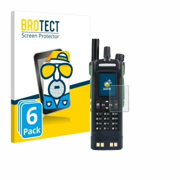 Parte frontale di una confezione del prodotto con il logo del marchio BROTECT. Accanto è raffigurato il dispositivo Baofeng DM