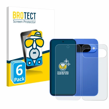 Parte frontale di una confezione del prodotto con il logo del marchio BROTECT. Accanto è raffigurato il dispositivo Google Pix