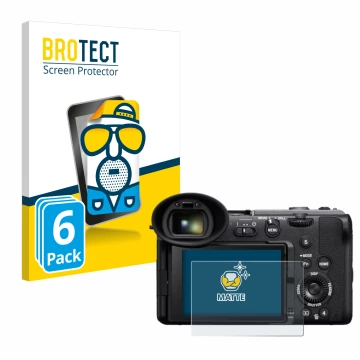 Parte frontale di una confezione del prodotto con il logo del marchio BROTECT. Accanto è raffigurato il dispositivo Sony Cinem