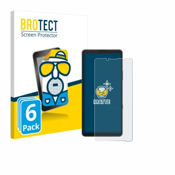 Parte frontale di una confezione del prodotto con il logo del marchio BROTECT. Accanto è raffigurato il dispositivo Sony Xperi