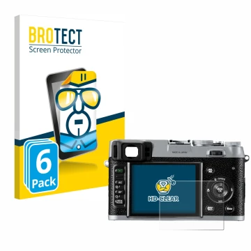 Parte frontale di una confezione del prodotto con il logo del marchio BROTECT. Accanto è raffigurato il dispositivo Fujifilm F