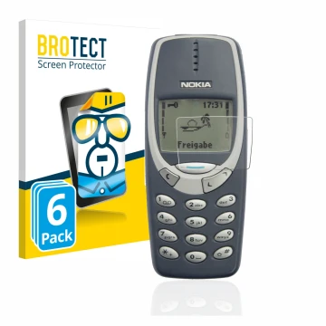 Parte frontale di una confezione del prodotto con il logo del marchio BROTECT. Accanto è raffigurato il dispositivo Nokia 3310