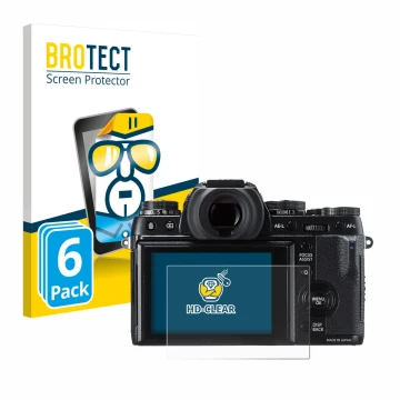 Parte frontale di una confezione del prodotto con il logo del marchio BROTECT. Accanto è raffigurato il dispositivo Fujifilm X