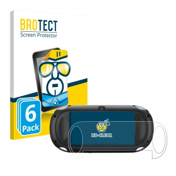 Parte frontale di una confezione del prodotto con il logo del marchio BROTECT. Accanto è raffigurato il dispositivo Sony Plays