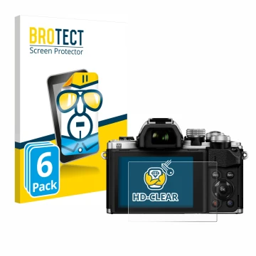 Parte frontale di una confezione del prodotto con il logo del marchio BROTECT. Accanto è raffigurato il dispositivo Olympus OM