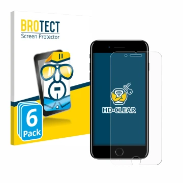 Parte frontale di una confezione del prodotto con il logo del marchio BROTECT. Accanto è raffigurato il dispositivo Apple iPho