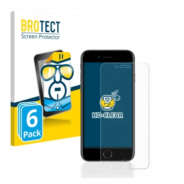 Parte frontale di una confezione del prodotto con il logo del marchio BROTECT. Accanto è raffigurato il dispositivo Apple iPho