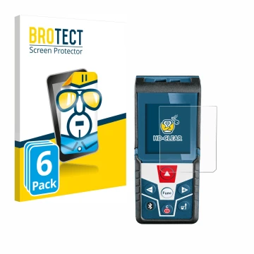 Parte frontale di una confezione del prodotto con il logo del marchio BROTECT. Accanto è raffigurato il dispositivo Bosch GLM 