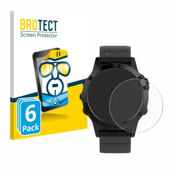 Parte frontale di una confezione del prodotto con il logo del marchio BROTECT. Accanto è raffigurato il dispositivo Garmin Fen