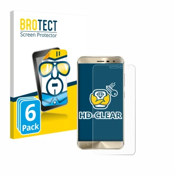 Parte frontale di una confezione del prodotto con il logo del marchio BROTECT. Accanto è raffigurato il dispositivo ASUS ZenFo