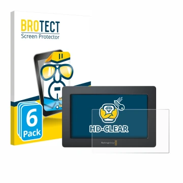 Parte frontale di una confezione del prodotto con il logo del marchio BROTECT. Accanto è raffigurato il dispositivo Blackmagic