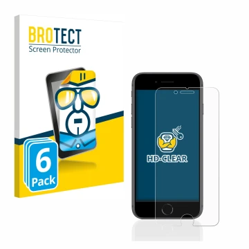 Parte frontale di una confezione del prodotto con il logo del marchio BROTECT. Accanto è raffigurato il dispositivo Apple iPho