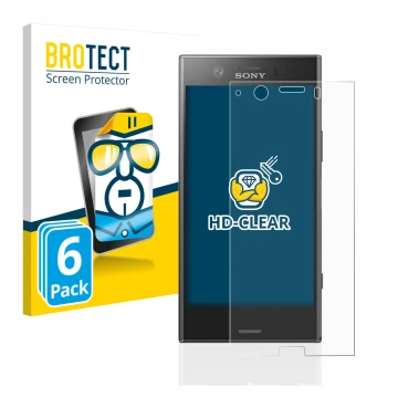 Parte frontale di una confezione del prodotto con il logo del marchio BROTECT. Accanto è raffigurato il dispositivo Sony Xperi