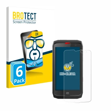 Parte frontale di una confezione del prodotto con il logo del marchio BROTECT. Accanto è raffigurato il dispositivo Crosscall 