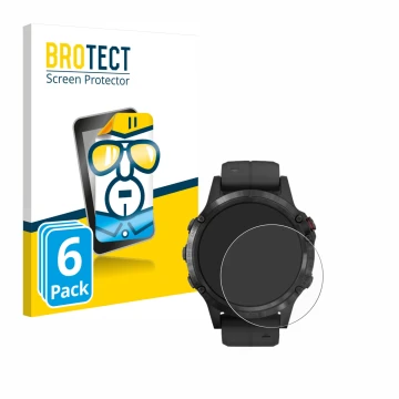 Parte frontale di una confezione del prodotto con il logo del marchio BROTECT. Accanto è raffigurato il dispositivo Garmin Fen