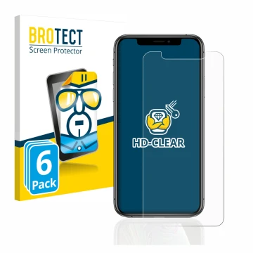 Parte frontale di una confezione del prodotto con il logo del marchio BROTECT. Accanto è raffigurato il dispositivo Apple iPho