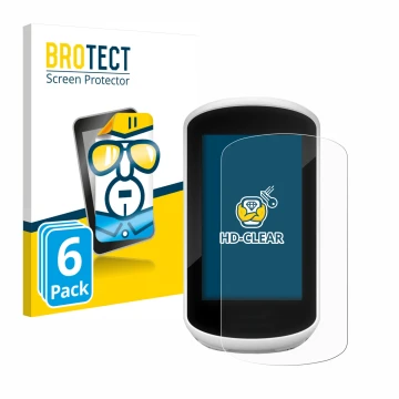 Parte frontale di una confezione del prodotto con il logo del marchio BROTECT. Accanto è raffigurato il dispositivo Garmin Edg