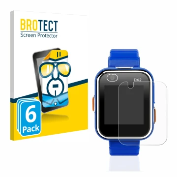 Parte frontale di una confezione del prodotto con il logo del marchio BROTECT. Accanto è raffigurato il dispositivo Vtech Kidi